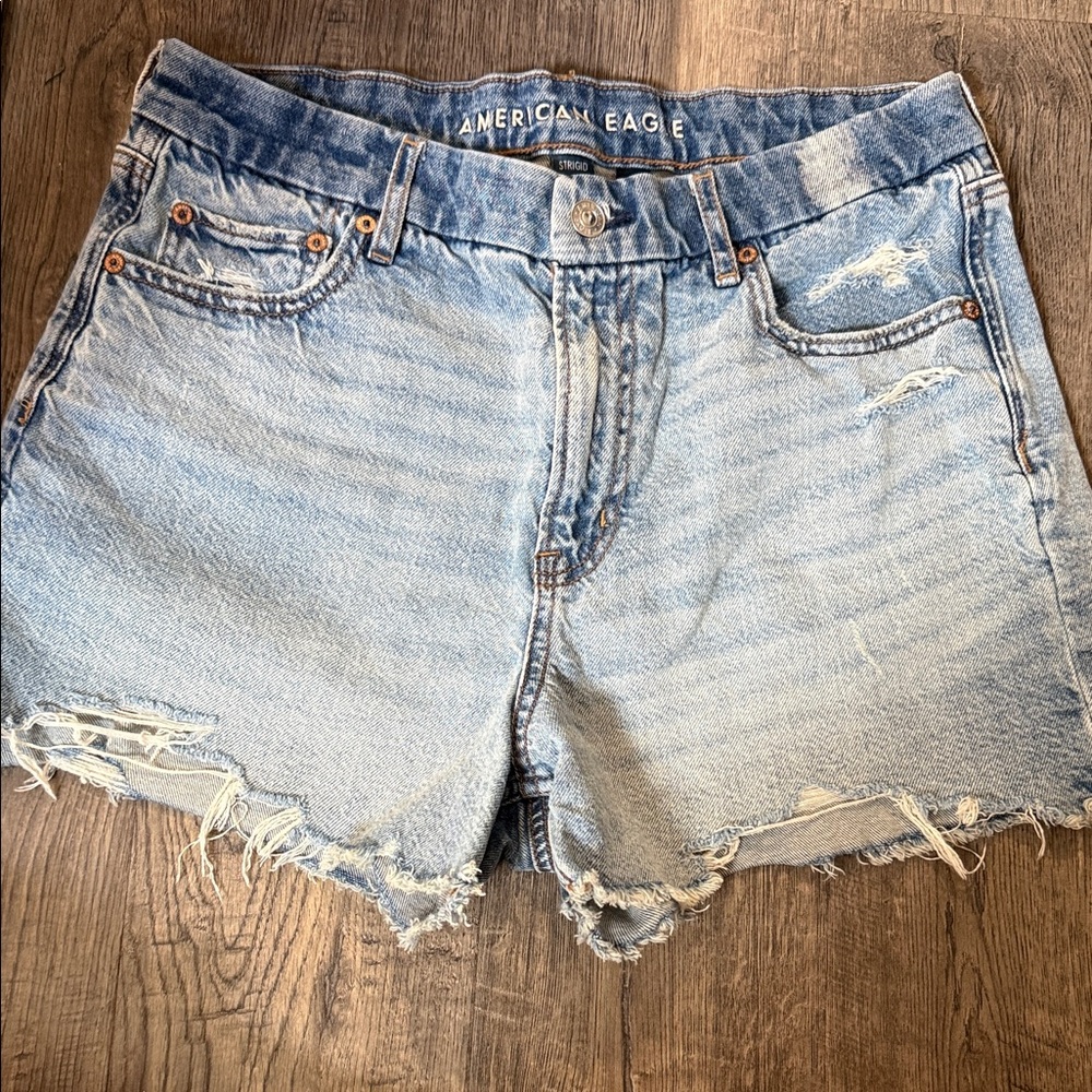 American Eagle Outfitters Distressed Light Blue Jean Shorts